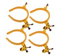 BESPORTBLE 4pcs Plush Giraffe Headband for Women Soft Yellow Animal Hair Prop for Spa Face Wash Makeup Skincare and Party Decoration with Comfortable Fit and Quick Application