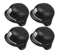 BESPORTBLE 4pcs Policeman Helmet Set, Black Plastic Role Playing Hats with British Badge Caps for Halloween Party and Costume