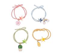 BESPORTBLE 4pcs Ponytail Holder Hair Bands Set Flower Rainbow Balloon Designs Soft Elastic Hair Ties for Women and Girls for Daily Use and Styling