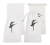 BESPORTBLE 4pcs Portable Ballet Shoe Bags in White Cotton and Polyester with Large Storage Space and Drawstring Closure, Convenient Dance Shoe Pouches to Keep Belongings Safe and Dry