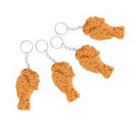 BESPORTBLE 4PCS PVC Imitation Chicken Wing Keychain Set Funny Fast Food Keyrings for Car Bag and Creative Artificial Food Accessories
