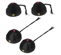 BESPORTBLE 4pcs Qing Dynasty Emperor Hats with Ponytail Traditional Chinese Ceremonial Headpiece for Adults Handmade Embroidered Oriental Drama Caps for Cosplay Stage Party Roleplay