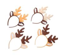 BESPORTBLE 4pcs Reindeer Antlers Headband with Cute Deer Ears Soft Lightweight Christmas Hair Accessories for Cosplay Holiday Parties and Festive Celebrations