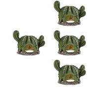 BESPORTBLE 4pcs Resin Cactus Shaped Reptile Hideout Natural Aquarium Decor for Snakes Lizards Tortoises Safe Smooth Edges Versatile Hiding Cave for Terrarium Pet Environment