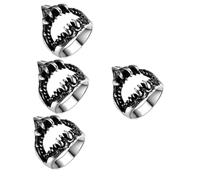 BESPORTBLE 4pcs Shark Mouth Design Men Ring Cool Fashion Jewelry for Men for Daily Wear Parties and Cosplay Unique for Friends Accessory for Any Outfit