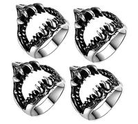 BESPORTBLE 4pcs Shark Mouth Design Men Ring Stylish Vintage Jewelry for Festivals Daily Wear Unique for Friends Family Cool Fashion Accessory for Men