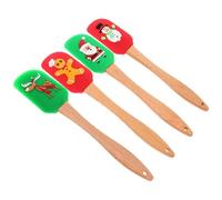 BESPORTBLE 4Pcs Silicone Cream Scraper Set for Baking, Kitchen Butter Scraper and Cake Spatulas, Assorted Christmas Designs for Cake Decorating and Cooking