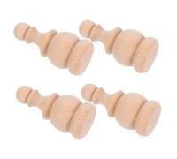 BESPORTBLE 4pcs Solid Pine Staircase Balusters with Vintage Wood Finials Roman Inspired Unfinished Wooden Post Toppers for Porch Posts Deck Railings Newel Caps Natural Wood Grain Design