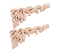 BESPORTBLE 4pcs Solid Wood Carved Appliques Decorative Floral Onlays for Furniture DIY Bed Door Cabinet Wardrobe Vintage Style Elegant European Wood Trim Decor