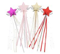BESPORTBLE 4pcs Star-shaped Fairy Wands for Lightweight Handheld Sticks in Pink Gold Red and Rose for Birthday Parties Cosplay Dress-up Halloween and Stage Performances
