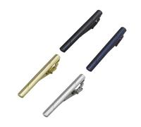BESPORTBLE 4PCS Tie Clips for Men Sturdy Necktie Fixing Clips Gold Silver Glossy Black and Reliable Necktie Clasps for Business and Formal Wear