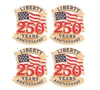 BESPORTBLE 4pcs Usa Independence Day Patriotic Lapel Pin Set 250th Anniversary American Flag Badge Brooches for Veterans Day Memorial Celebration