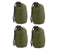 BESPORTBLE 4Pcs Waterproof Nylon Raincoat Drawstring Bags, Small Pocket Size Stuff Sacks for Outdoor Travel, Camping Gear Storage, Military Green Utility Pouches