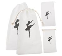 BESPORTBLE 4Pcs Wear-Resistant Ballet Dance Shoe Bags with Double Drawstring Washable Cotton Storage Pouches Portable Organizer for Ballet Shoes and Travel Accessories