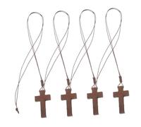 BESPORTBLE 4pcs Wood Cross Necklace for Men Women Retro Religious Pendant with Adjustable Cord for Easter Favors Bible Verse Jewelry Stylish Accessories