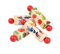 BESPORTBLE 4Pcs Wooden Animal Rotating Jigsaw Puzzle Educational Building Blocks for Boys Interaction and Early Learning