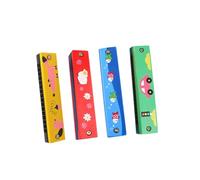 BESPORTBLE 4pcs Wooden Harmonica for Double Row Musical Instruments with Colorful Printed Design Educational Music for Early Development and Sensory Skills