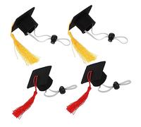 BESPORTBLE 4sets Pet Graduation Hat Small Doll Hat Polyester Cloth Comfortable for Pet 4pcs*4