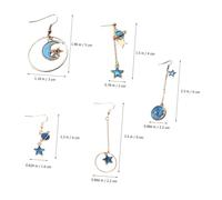 BESPORTBLE 5 Pairs Asymmetrical Moon Planet Dangle Earrings for Women Elegant Blue Sky Pendant Jewelry Lightweight Fashion Accessories for Daily Wear and Parties