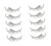 BESPORTBLE 5 Pairs Glitter Decorative False Eyelashes Curl Lash Extensions for Stage Makeup and Parties Plastic Rhinestone Embellished Comfortable Fake Lashes for Weddings and Events
