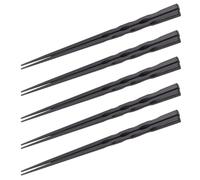 BESPORTBLE 5 Pairs Japanese Reusable Alloy Chopsticks with Threaded Grip, Heat Resistant Cooking Chopsticks for Sushi and Korean Cuisine, Anti-Slip Metal Sticks for Kitchen and Dining