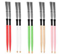 BESPORTBLE 5 Pairs Wire Jazz Drum Brushes Dual Use Percussion Sticks for Drum Kit and Rhythm Music Comfortable Wood Handle for Beginners and Youth Bands