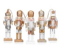 BESPORTBLE 5 Pcs Christmas Nutcracker Ornaments, 5.07 Inch Wooden Christmas Soldier Figures Ornaments Gillter Mini Nutcracker Tree Decorations