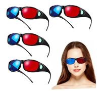 BESPORTBLE 5 Pcs Red Blue Anaglyph Glasses for Movies Games Tv Theater Lightweight Plastic Frame Clear Depth Easy to Use for Immersive Viewing Experience