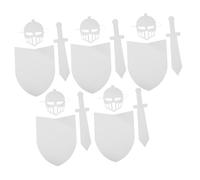 BESPORTBLE 5 Sets DIY Medieval Knight Costume Craft Kit for Paintable Cardboard Shields Swords Masks for Creative Role Play Party Activities Team Building and Halloween Fun