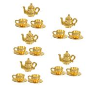 BESPORTBLE 5 Sets Miniature Zinc Alloy Tea Kettle with Cup Antique Metal Mini Teapot Ornament for Dollhouse Desktop Decor Handcrafted Vintage Style Kitchen Accessory