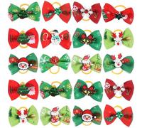 BESPORTBLE 50Pcs Christmas Hair Bows for Dogs Cats: Pet Grooming Small Bows with Elastic Bands Xmas Puppy Accessories Dog Hair Flowers Bowknot for Holiday Party
