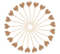 BESPORTBLE 50pcs Cupcake Pick Cake Dessert Topper Food Flags Stick Rustic Vintage Kraft Paper Heart I DO Letter Printed for Wedding Bridal Shower Party Valentine's Day Cheese Decoration