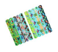 BESPORTBLE 50Pcs Dinosaur Theme Slap Bracelets Soft Snap Bands Fun Party Favors for Birthdays Halloween and Gatherings Unique Sensory Rings