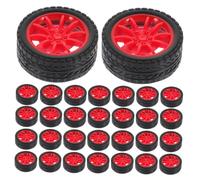 BESPORTBLE 50PCS Plastic Car Wheels with Axles Bulk Replacement Parts for Stem Education Robotics Model Building Projects Compatible with Rc Cars Trucks and Boats