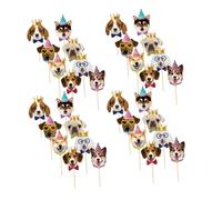 BESPORTBLE 56pcs Dog Birthday Cake Toppers Pet Cake Decorations for Puppy Party Supplies Cute Dog Face Cupcake Picks with Secure Placement for Pet Birthday Celebrations and Animal Theme