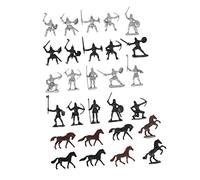 BESPORTBLE 56pcs Medieval Mini Toy Soldiers Figures Set for Boys and Girls, Static Knights and Models Plastic Horses and Warriors for Collectible Play and Decoration