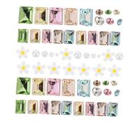 BESPORTBLE 5pack Nail Charms Kit with Daisy Flower Pearl Rhinestones Pointed Bottom for Secure Fit Easy DIY Nail Art Decorations for Professional and Home Manicure