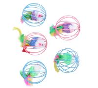 BESPORTBLE 5pcs Cat Teaser Toys Mouse Shape with Iron and Artificial Plush Material Practical Cat Plush Toys for Kitten Indoor Play Random Color