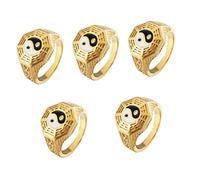 BESPORTBLE 5pcs Chinese Bagua Ring for Men Vintage Yin Statement Ring Comfortable Fit for Parties Durable Fashion Accessory Unique Finger Decoration