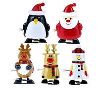 BESPORTBLE 5Pcs Christmas Wind Up Cute Santa Snowman Penguin Reindeer Clockwork Walking for Xmas Party Gifts and Holiday Decorations