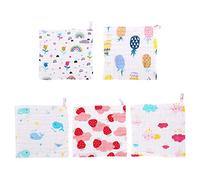 BESPORTBLE 5Pcs Cotton Washcloths Quick Absorption Muslin Towels for Boys Soft Breathable Face Cloths with Cartoon Patterns