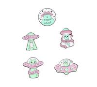 BESPORTBLE 5pcs Enamel Lapel Pin Alloy Cartoon Astronaut Cat Ufo Brooch Badges for Clothes Backpack Decorative Accessories