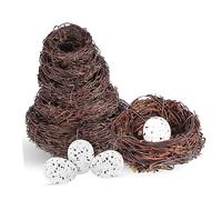 BESPORTBLE 5pcs Faux Birds Nests with Realistic Fake Eggs Country Style Rattan Simulation Bird Nests for Home Decor Garden Easter Parties and Craft Projects