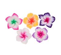 BESPORTBLE 5pcs Flower Clay Beads for Diy Earrings Plumeria Charms in Light Purple Magenta Dark Purple Yellow White Holes for Summer Jewelry Making and Beach Vacation Accessories