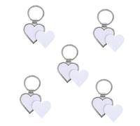 BESPORTBLE 5pcs Heart-Shaped Blank Keychains for DIY Crafts Heat Transfer Key Rings Creative Key Holders for Unique Personalization