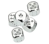 BESPORTBLE 5Pcs Metal Dice for Table Games Drop Friendly Dice Props for Family Gatherings Camping and Parties Unique Design with Dots and Rounded Corners