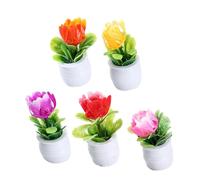 BESPORTBLE 5pcs Miniature Dollhouse Potted Plant Models Realistic Mini Bonsai Flower Decorations for DIY Crafting Photo Props Indoor Artificial Plant Pots for Small House Accessories