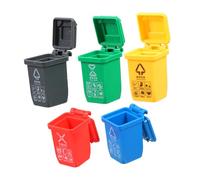 BESPORTBLE 5pcs Miniature Dollhouse Trash Bin Tiny Curbside Garbage Can for Educational Classification Props for Learning and Photography Desktop Waste Bins