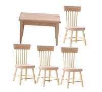 BESPORTBLE 5pcs Miniature Table and Chair Set Wooden Dollhouse Furniture Realistic Mini Furniture Accessories for Boys and Girls 1:12 Scale Home Decor