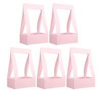 BESPORTBLE 5pcs Pink Paper Flower Boxes for Fresh Flowers Bouquet Packaging with Space-saving Design and Creative Chic Style Handheld Floral Gift Box and Storage